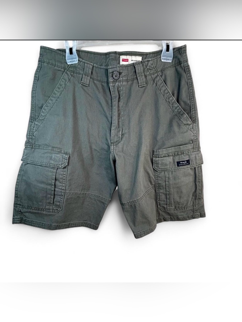 Wrangler Men's Relaxed Fit Cargo Shorts Olive Green Size 32 Gorpcore Outdoor Hik